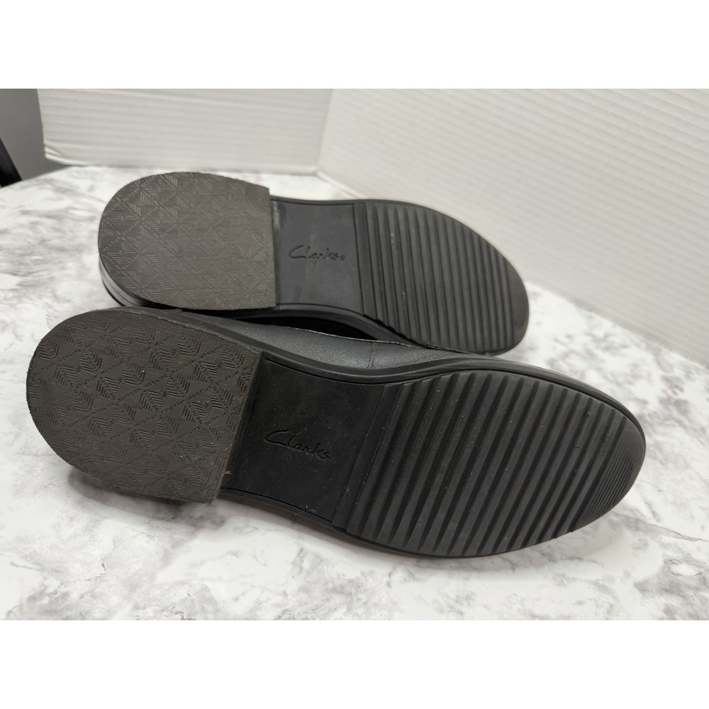 Clarks Raisie Eletta Women's 10M Black & Gray Tweed Combi Leather Penny Loafers. - Picture 6 of 10